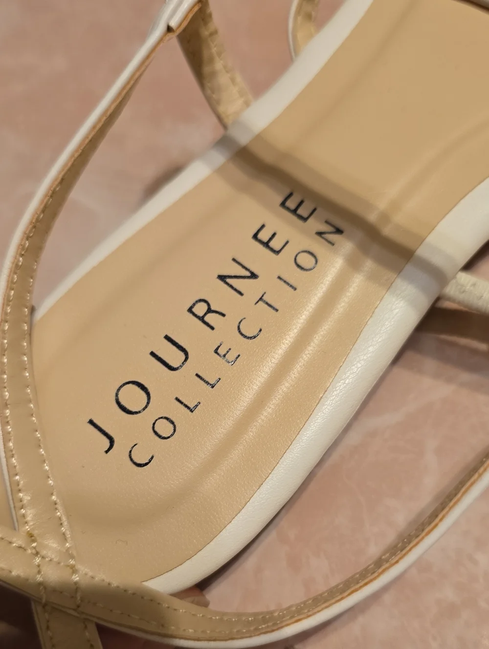 Journee Collection White Strappy Ankle-Buckle Sandals
